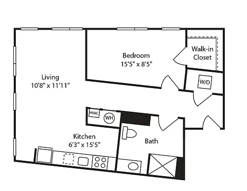 Floor plan 1 Bed/1 Bath-A29