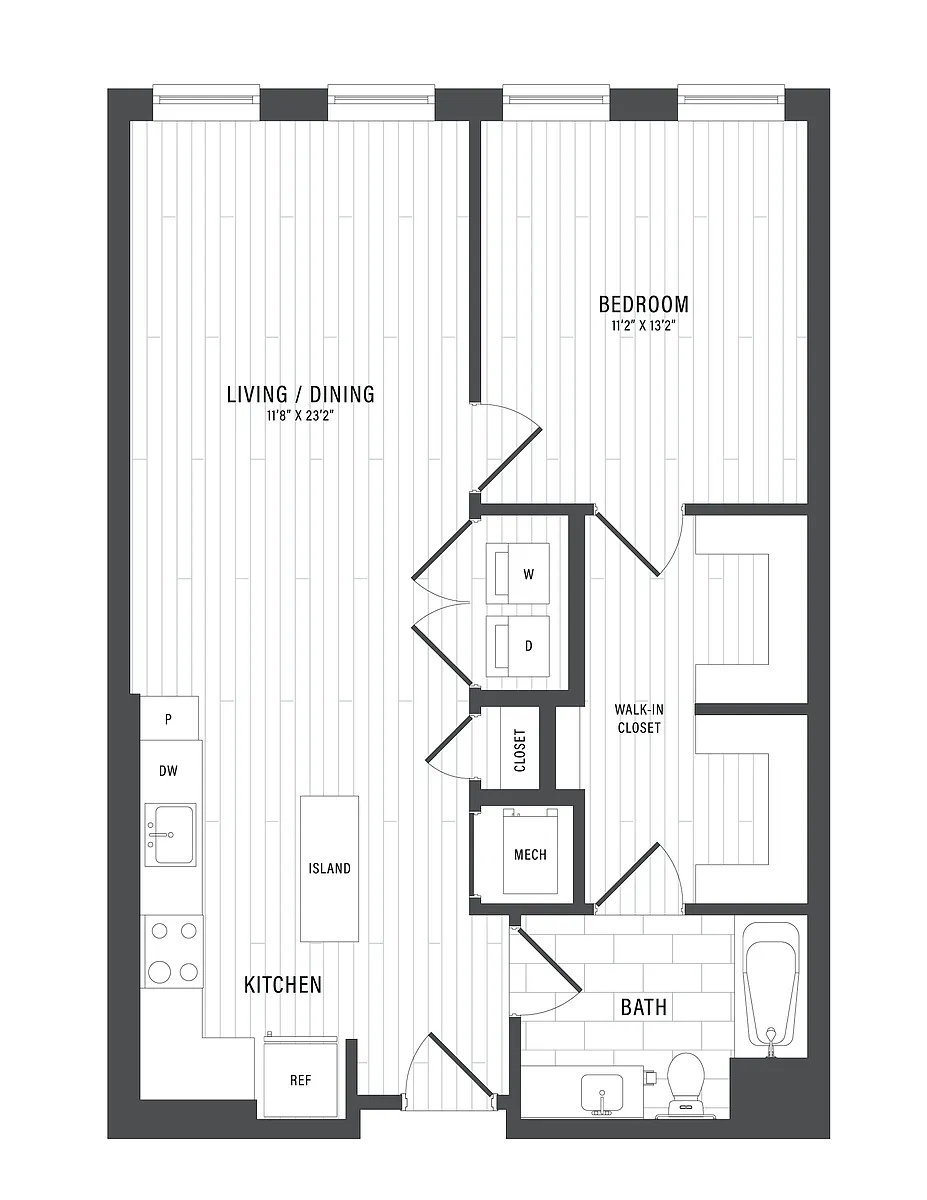 Floor plan 1 Bed/1 Bath-C2