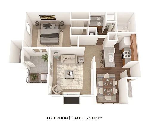 Floor plan One Bedroom- 730 sqft