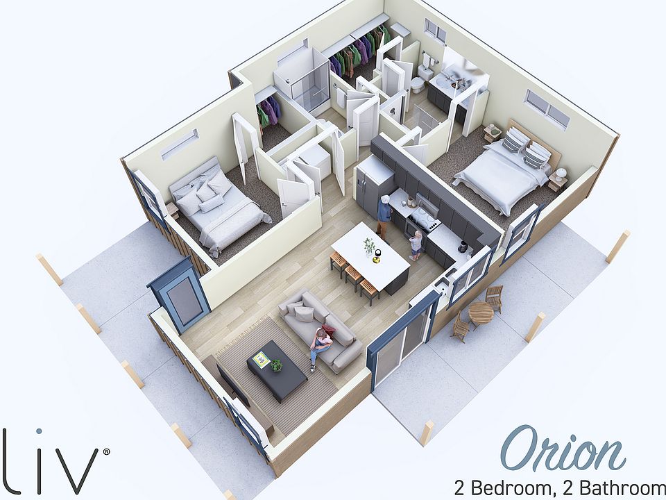 Orion Floorplan 2 Bedroom, 1 Bathroom