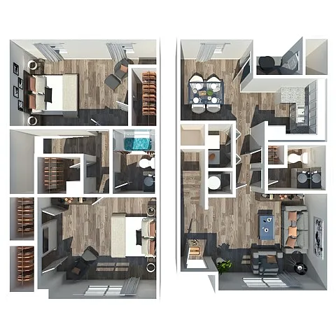 Floor plan Huntley East 2 Bedroom 1.5 Bath Townhome 1084