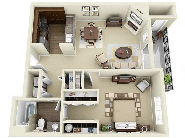 Floor plan 1x1 Partial Plus (Premium)
