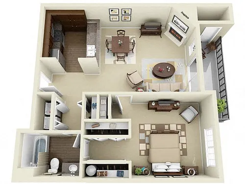 Floor plan 1x1 Partial Plus (Premium)