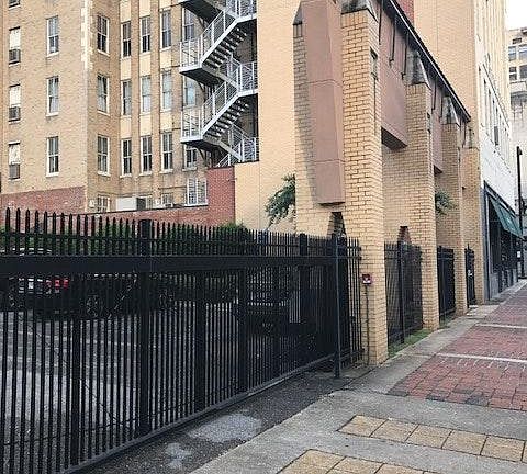 Street view - fenced parking