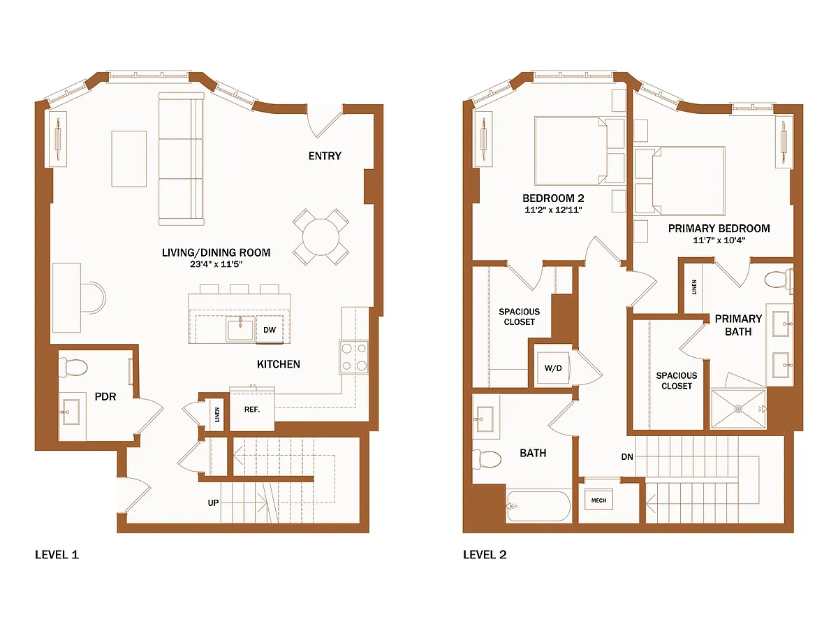 Floor plan F3 - 2 Bed | 2 Bath