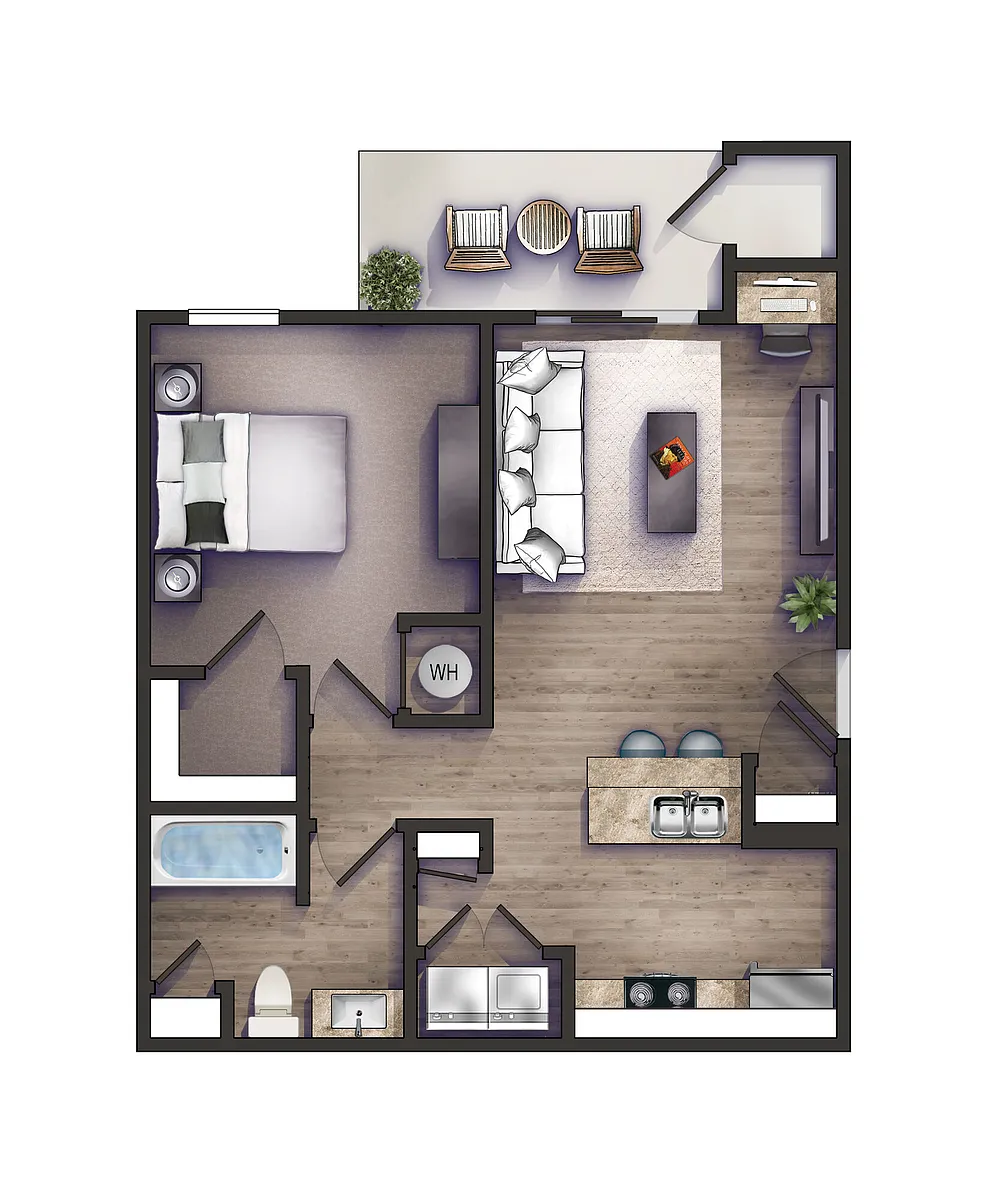 Floor plan The Bailey with Patio and Balcony