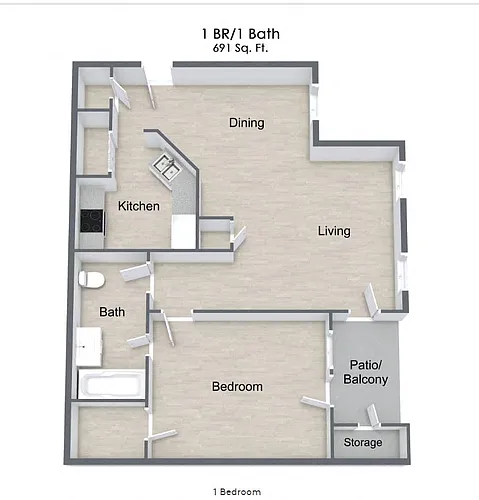 Floor plan 1 Bedroom
