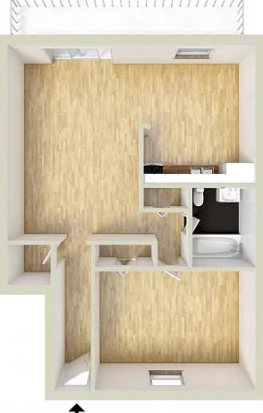 One bedroom, lower level floor plan One bedroom, lower level floor plan