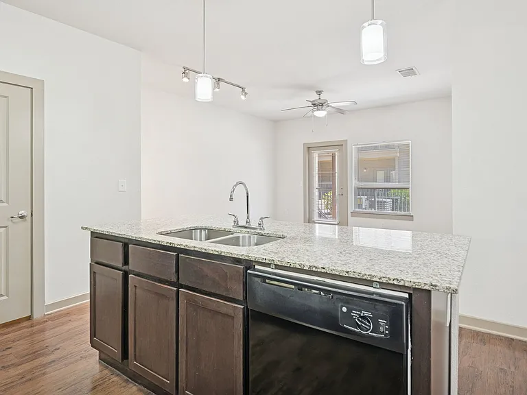 Kitchen Island with Black Dishwasher