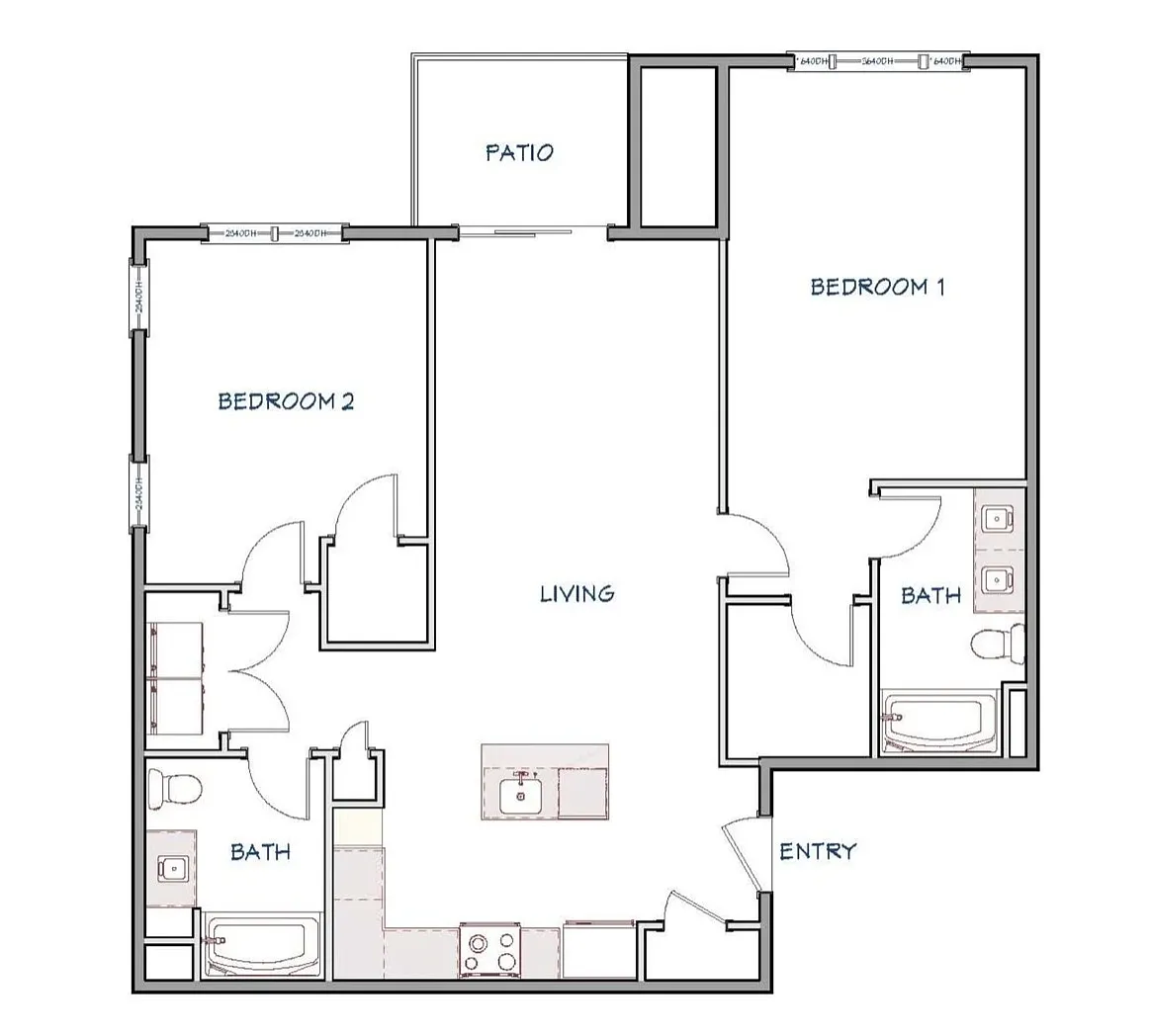 Floor plan 2 Bedroom 2 Bathroom