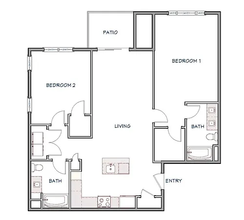 Floor plan 2 Bedroom 2 Bathroom