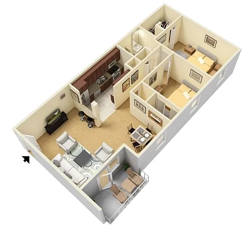 Floor plan 2 Bed 1 Bathroom