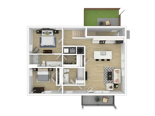 Floor plan 2br Stacked Duplex- Upper