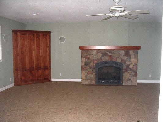 Family Room With Blt-in Ent. Center & Sound System, Gas Fireplace & Bay Window