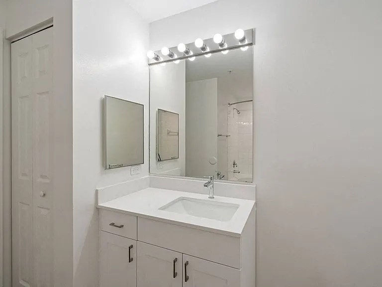 Ample storage included in bathrooms