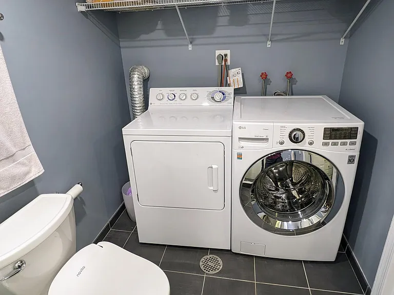 Full sized washer and dryer in the basement bathroom.