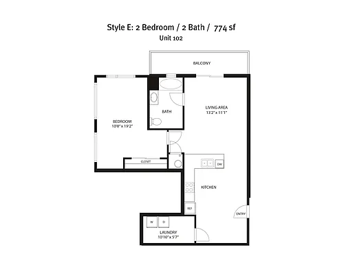 Floor plan 1 Bedroom, 1 Bath