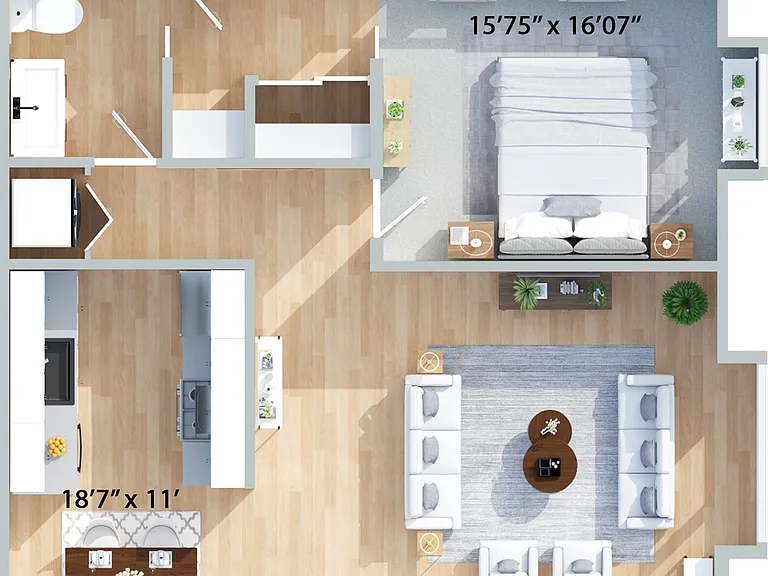 1x1 - 745 sqft. Floorplan