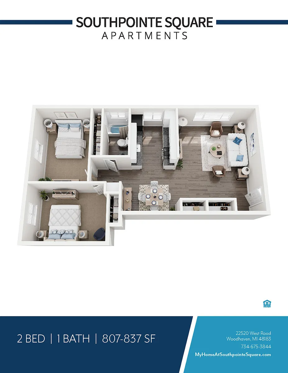 Floor plan 2 BEDROOM 1 BATH LG