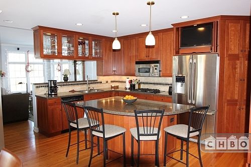 kitchen with center island.