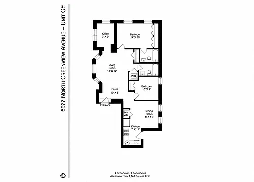 Floor plan 2 Bedroom | 2 Bath (C1)