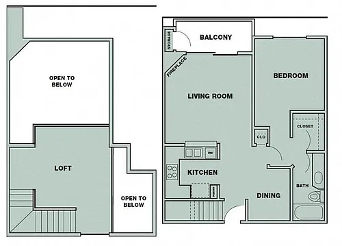 Floor plan 1 Bedroom/ 1 Bath w/ Loft