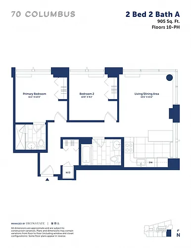 Floor plan 2 Bed 2 Bath A