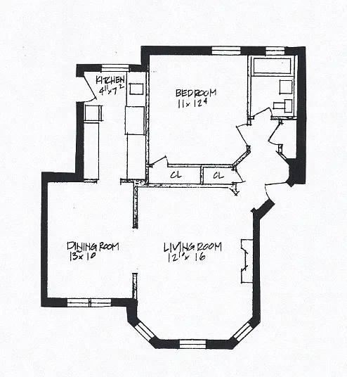 Floor plan 1 Bedroom - 1 Bathroom