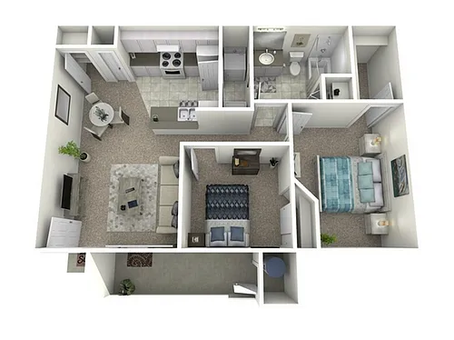 Floor plan 2 Bed, 1 Bath B