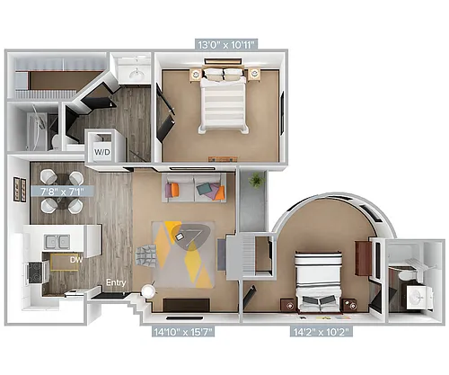Floor plan Furnished-f-D_2B2B_923SF_406-422-Premier