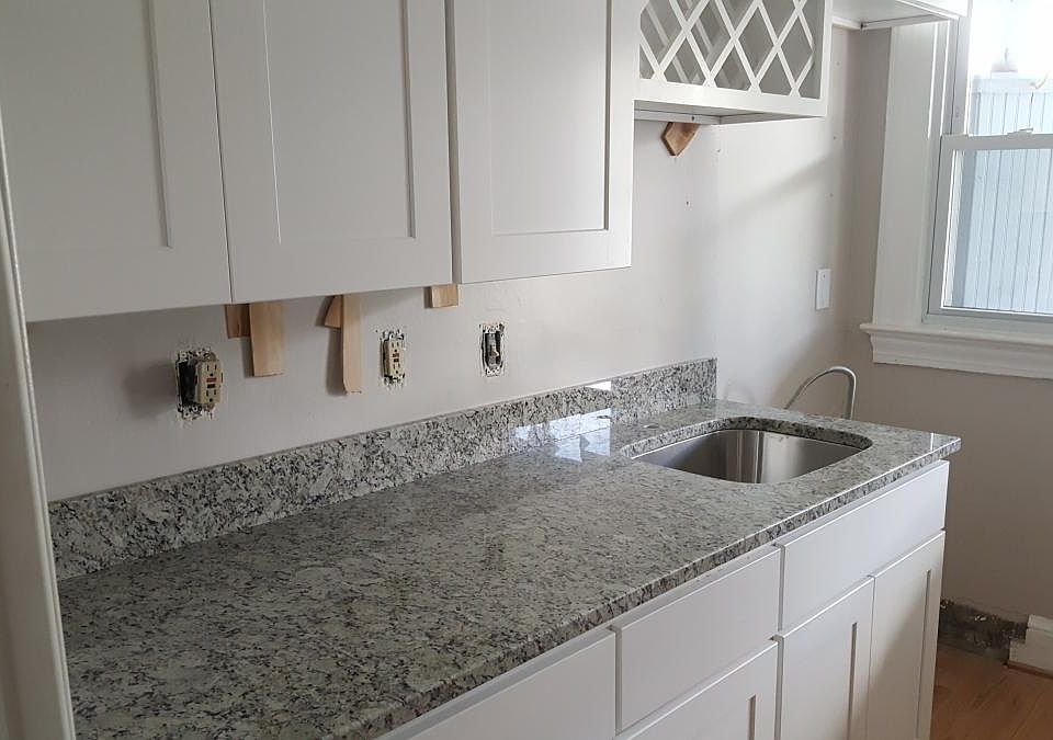 Granite being installed