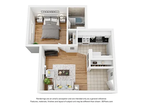 Floor plan College Manor One Bedroom - Elevator Adjacent