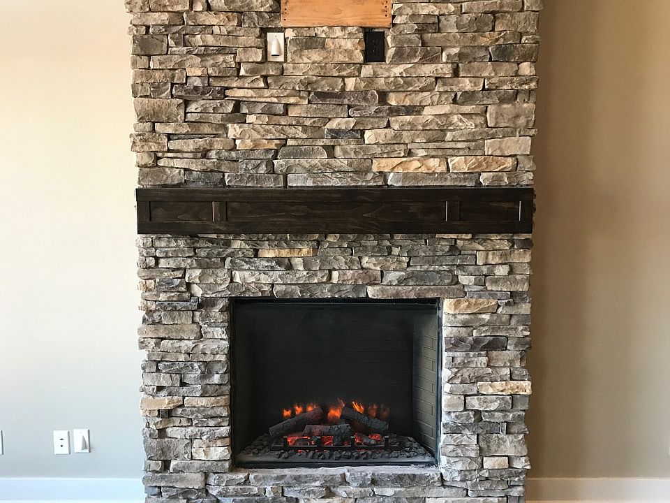 Stacked Stone Fireplace