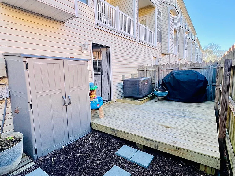 Back patio with outdoor storage