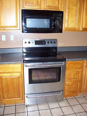 Nice smooth top stove, and built in microwave.