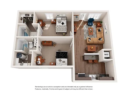 Floor plan Two Bedroom Lodge