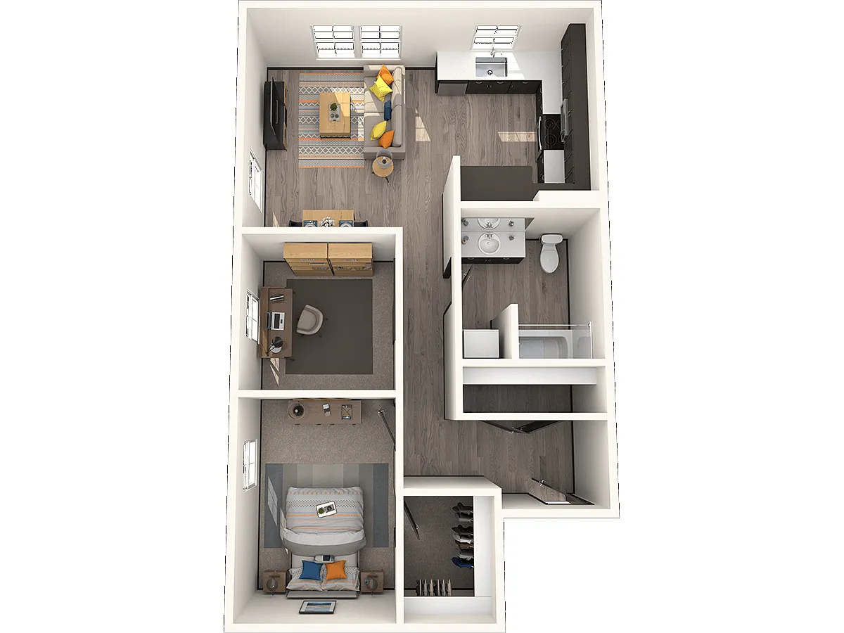 Floor plan One Bedroom + Den