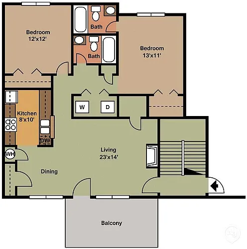 Floor plan 2 Bed 2 Bath