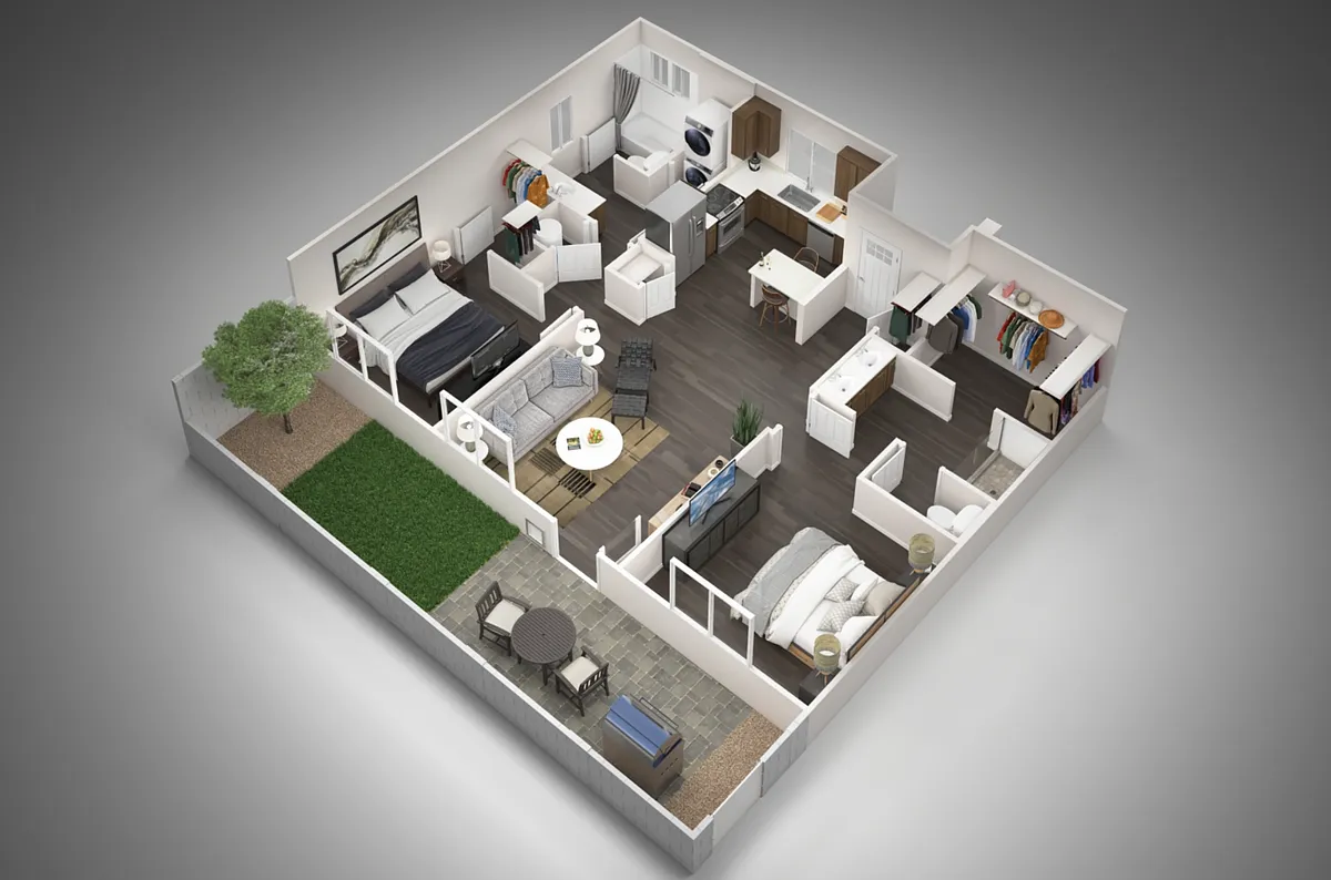 Floor plan 2 Bedroom, 2 Bathroom