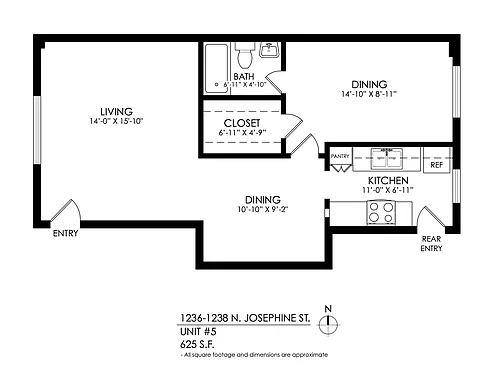 Floor plan 1 Bedroom 1Bath
