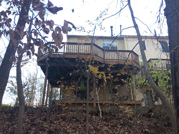 The deck and patio from the backyard