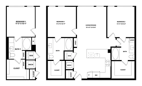 Floor plan 2 Bed/2 Bath-CunninghamD