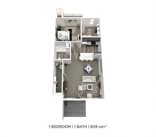 Floor plan One Bedroom - 809 sqft