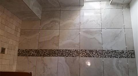 New oversized shower for extended guest bath to make 3 full baths - 2 full baths downstairs!  Remodel to be complete week of January 25th.