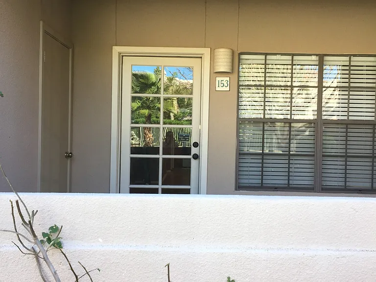 walk out patio with storage closet