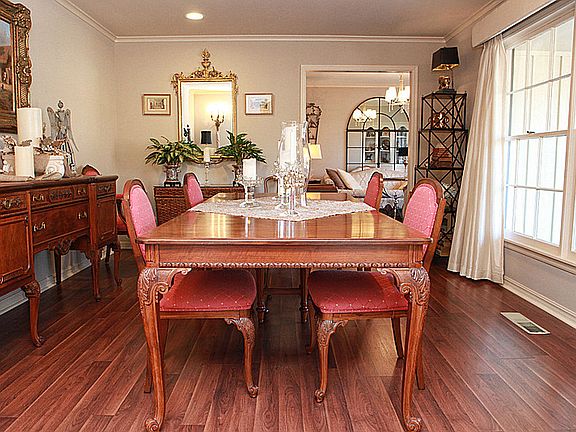 The first room visitors see from the entry foyer is the formal living room which is used by the owner as their dining room because they like the space better for dinner parties.