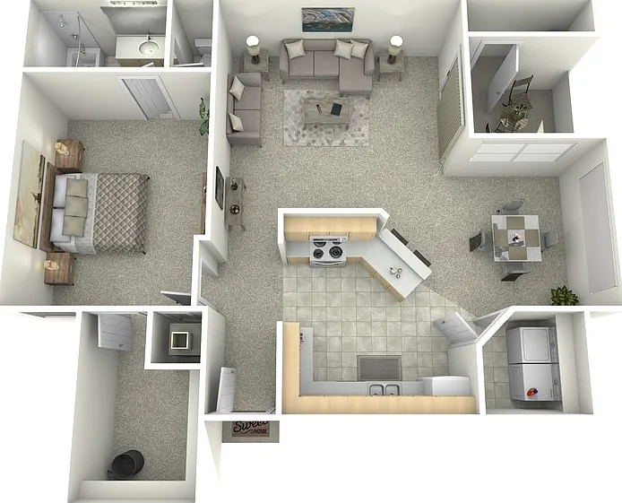 1x1 Floorplan Diagram