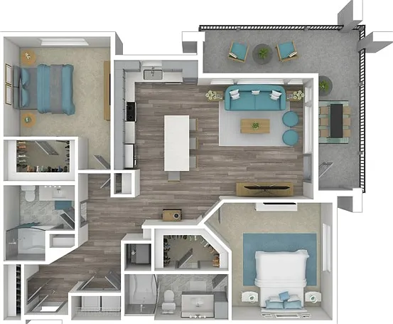 The ENCHANTING | TWO BEDROOM, TWO BATH, 1501 TOTAL SF WITH LARGE WRAP BALCONY/PATIO The ENCHANTING | TWO BEDROOM, TWO BATH, 1501 TOTAL SF WITH LARGE WRAP BALCONY/PATIO