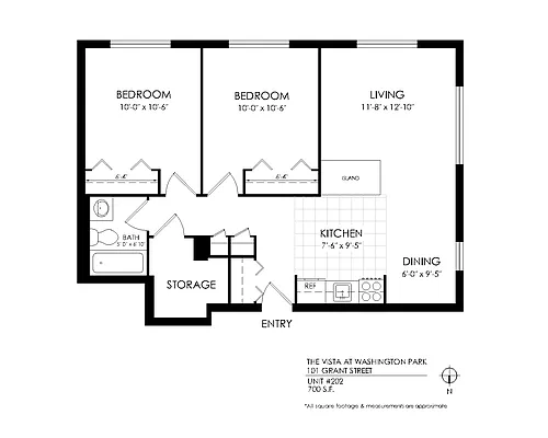 Floor plan Two Bedroom One Bathroom