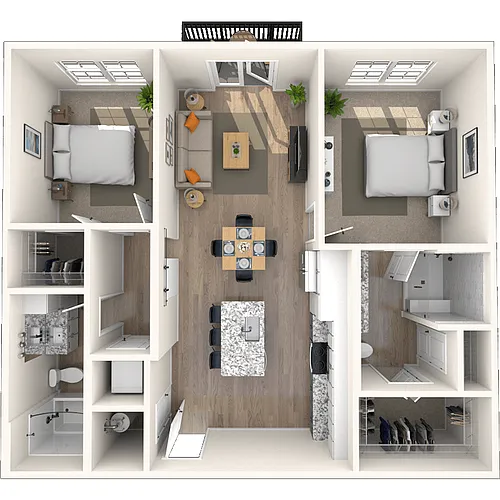 Floor plan Traditional 2x2 1020-1088 SF-FP